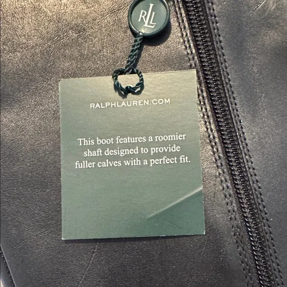 NWT Ralph Lauren Margarite Black Leather 1" Heel Riding Boots Size 9.5 wide calf - Picture 15 of 16